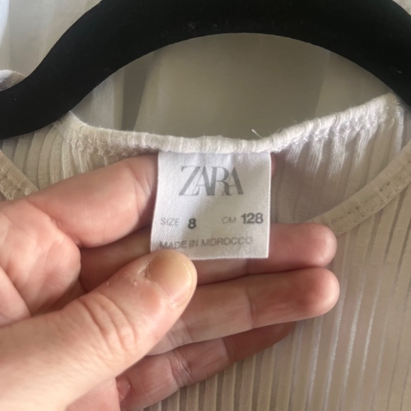 Zara Girl's White Sleeveless Ribbed Dress Size 8 - Picture 3 of 3